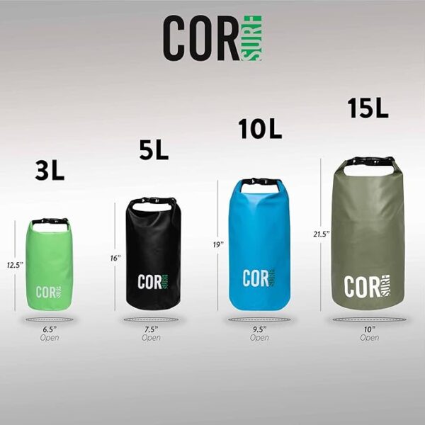 COR Surf Dry Bag 3L 5L 10L Waterproof, Keeps Gear Dry, Floating, Roll Top Sack, for Kayaking, Swimming, Beach, Boating, Rafting, Fishing - Image 4