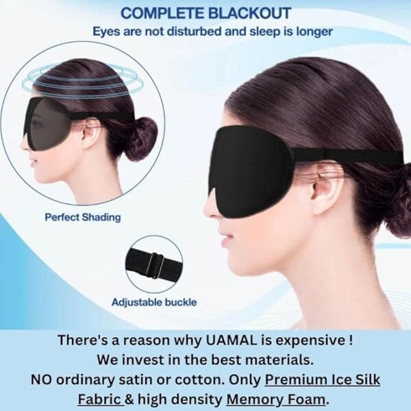UAMAL Sleep Masks Eye Mask for Women & Men 100% Blackout, Zero Eye Pressure, Premium Blackout, Adjustable Strap, Sleep Mask, for Travel, Eye Mask for Sleeping, Sleeping Eye Masks, Blindfold - Image 2