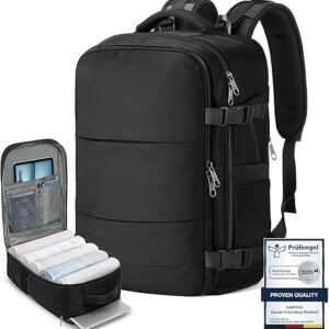 Cabin Bags for Ryanair 40x20x25 Underseat Travel Bag 12 Pockets Hand Luggage Bag Cabin Bag with Separate Shoe Pocket for Women & Men Carry on Bag, 20L (black, 40x20x25)