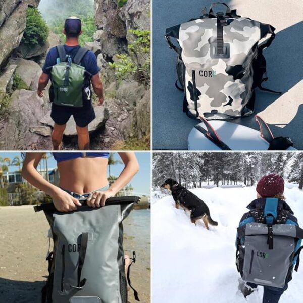 COR Surf Waterproof Dry Bag Backpack - Roll Top Drybag with Padded Laptop Sleeve, Has Welded Seams and Ergonomic Shoulder Pad, Ideal for Boating, Hiking, Kayaking, and More, Available in 25L and 40L - Image 3
