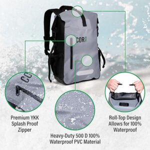 COR Surf Waterproof Dry Bag Backpack - Roll Top Drybag with Padded Laptop Sleeve, Has Welded Seams and Ergonomic Shoulder Pad, Ideal for Boating, Hiking, Kayaking, and More, Available in 25L and 40L