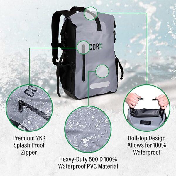 COR Surf Waterproof Dry Bag Backpack - Roll Top Drybag with Padded Laptop Sleeve, Has Welded Seams and Ergonomic Shoulder Pad, Ideal for Boating, Hiking, Kayaking, and More, Available in 25L and 40L